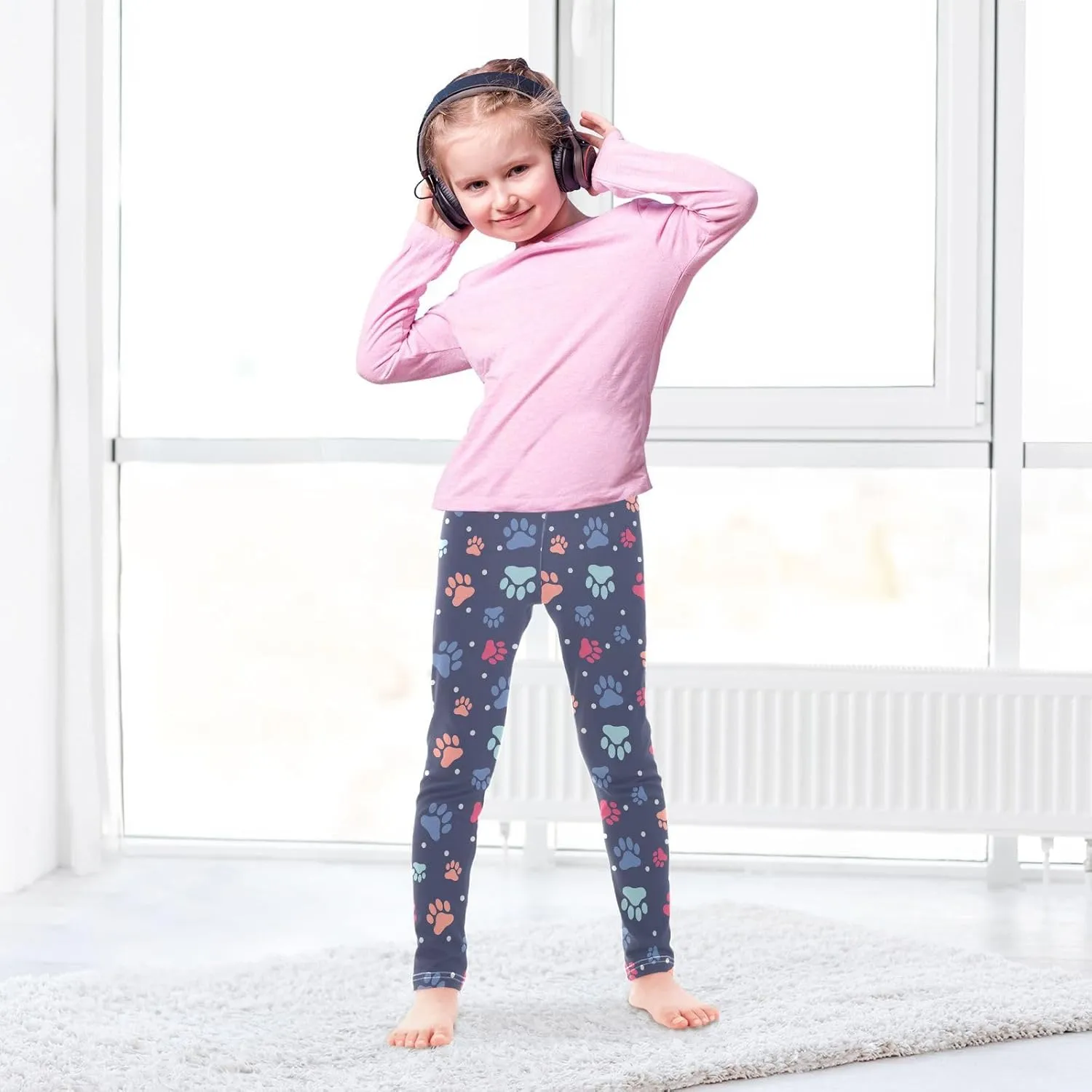 Emelivor Girls Leggings Ankle Length Leggings for Girls Soft Stretch Yoga Pants Athletic Leggings for Kids 4-10 Years