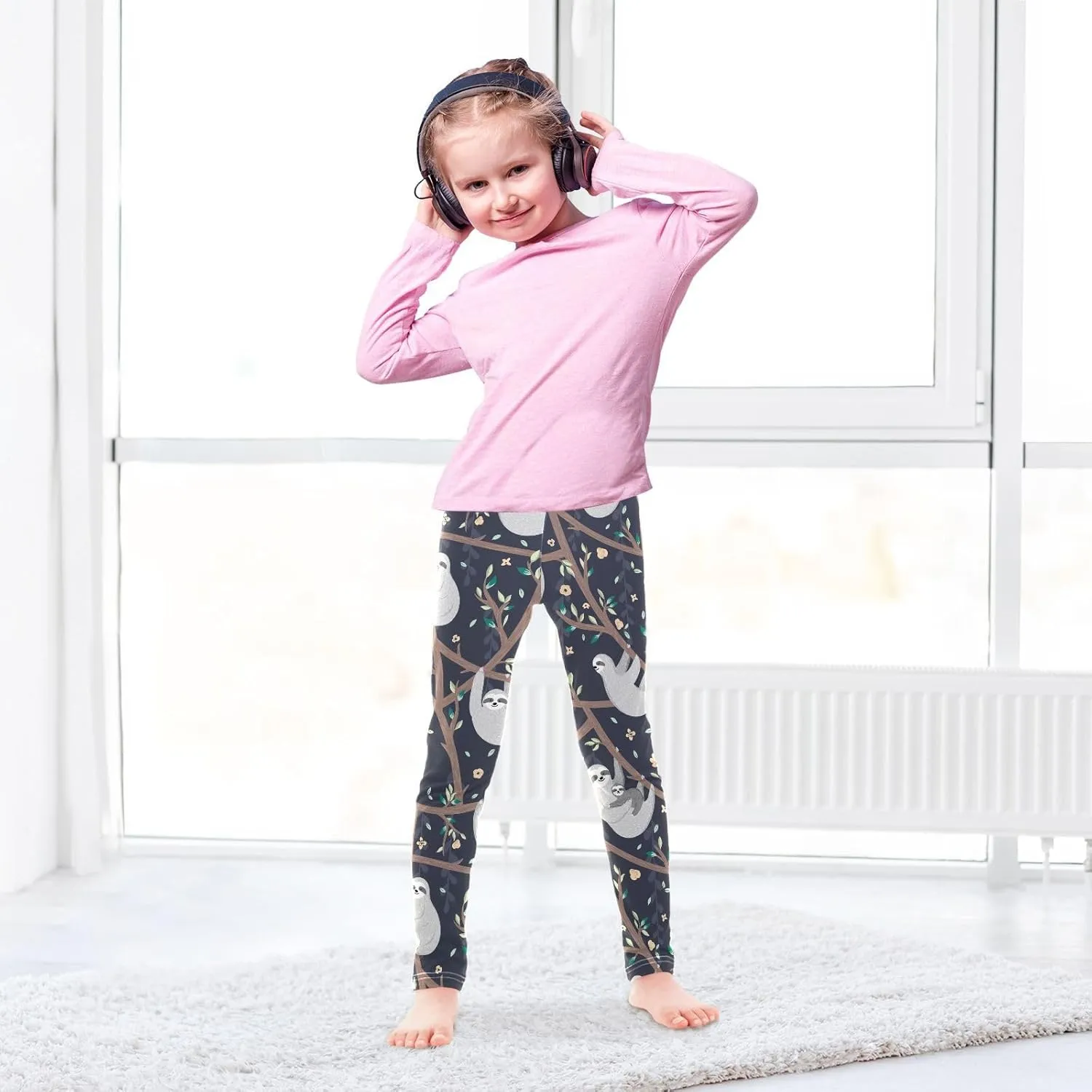 Emelivor Girls Leggings Ankle Length Leggings for Girls Soft Stretch Yoga Pants Athletic Leggings for Kids 4-10 Years