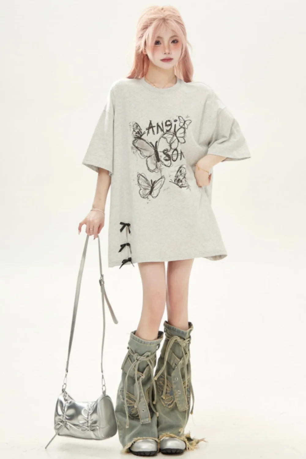 Feminine Butterfly Print Loose Fit T-shirt