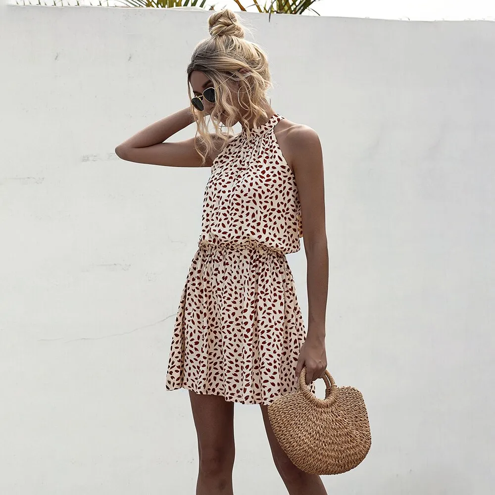 Floral Halter Strapless Mini Sundress