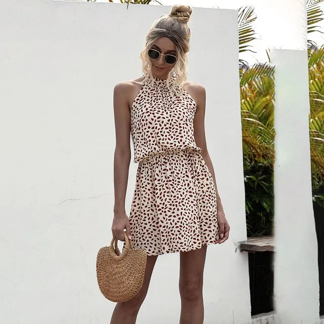 Floral Halter Strapless Mini Sundress