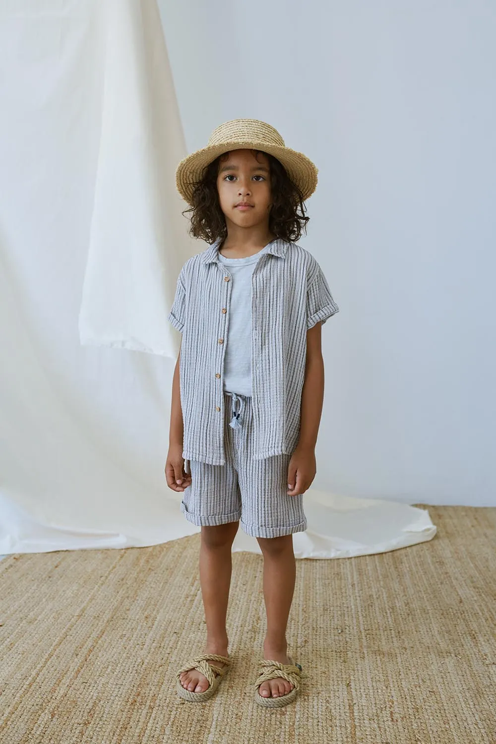 Gauze Stripe Bermuda Shorts