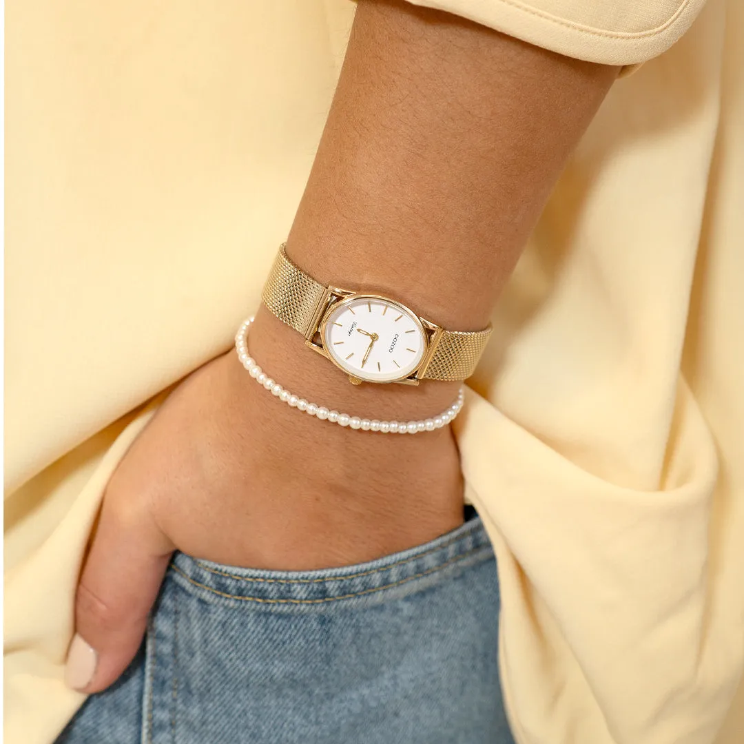 Gold coloured OOZOO watch with gold coloured metal mesh bracelet - C20258