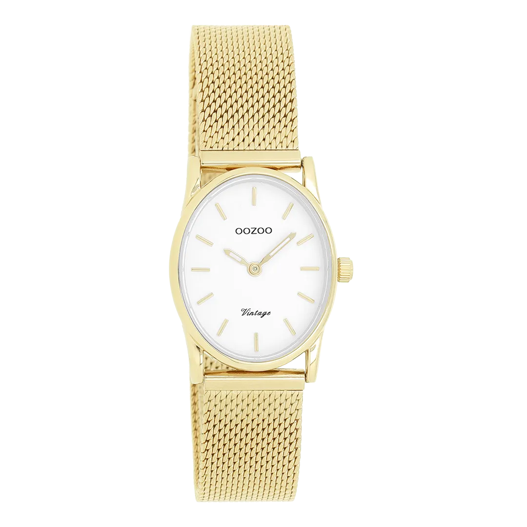 Gold coloured OOZOO watch with gold coloured metal mesh bracelet - C20258