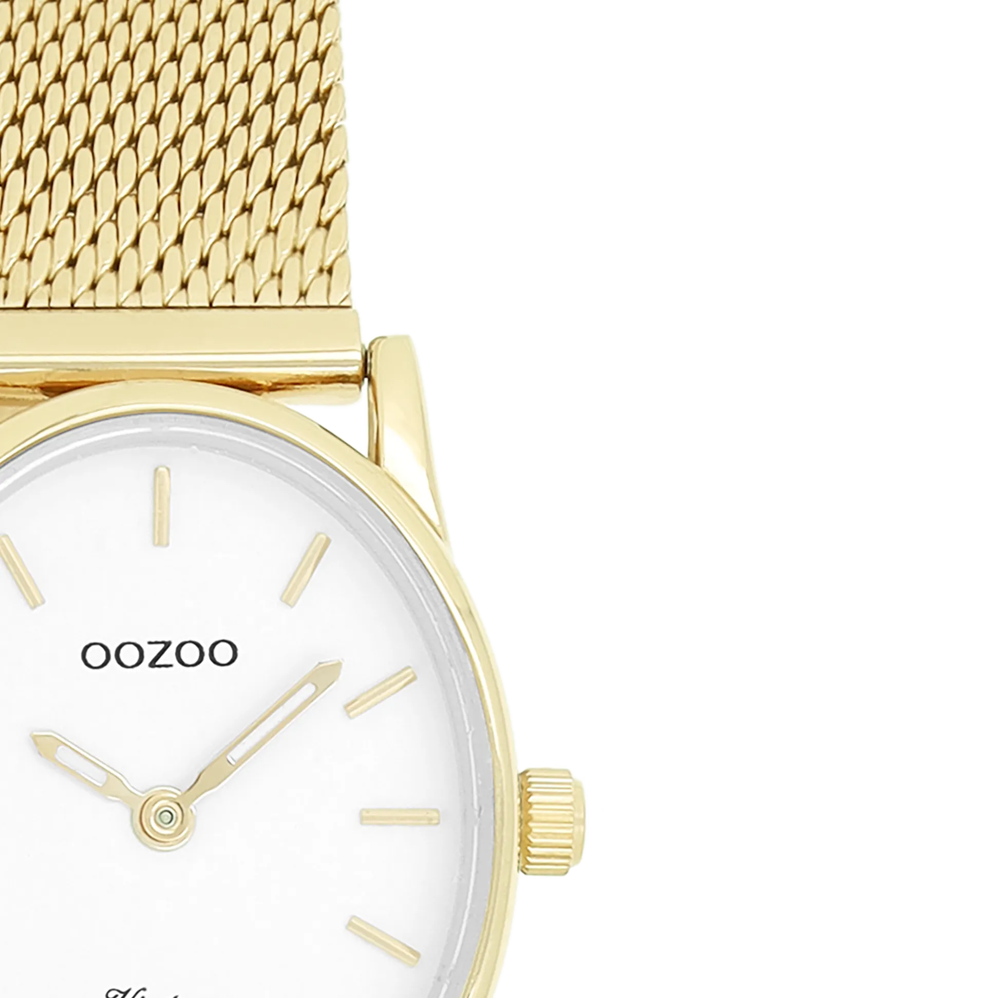 Gold coloured OOZOO watch with gold coloured metal mesh bracelet - C20258