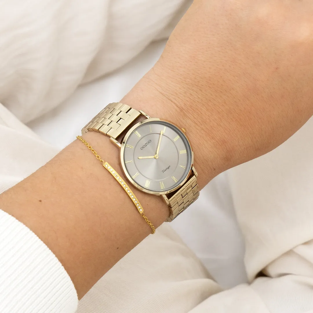 Gold coloured OOZOO watch with gold coloured stainless steel bracelet - C20370