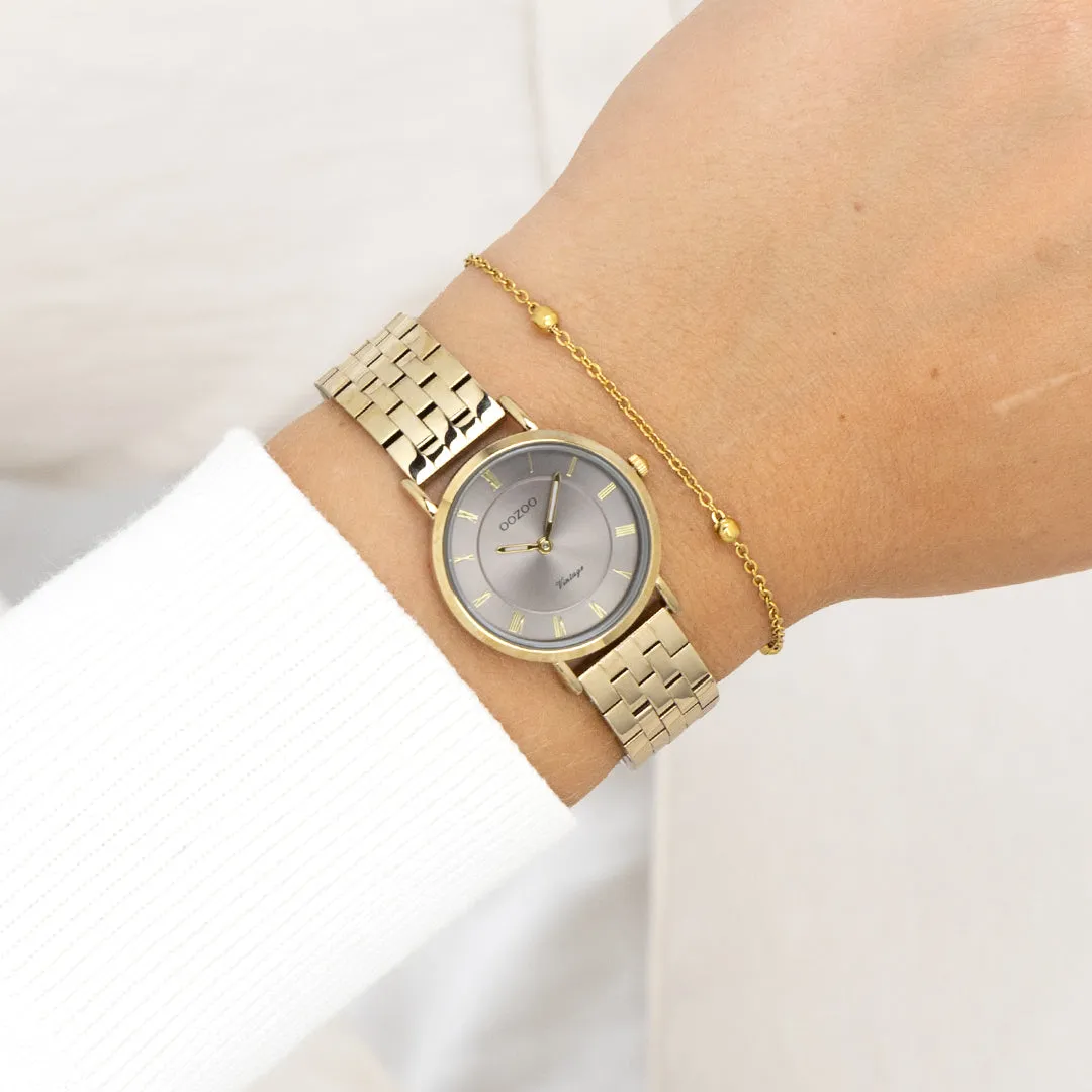 Gold coloured OOZOO watch with gold coloured stainless steel bracelet - C20377