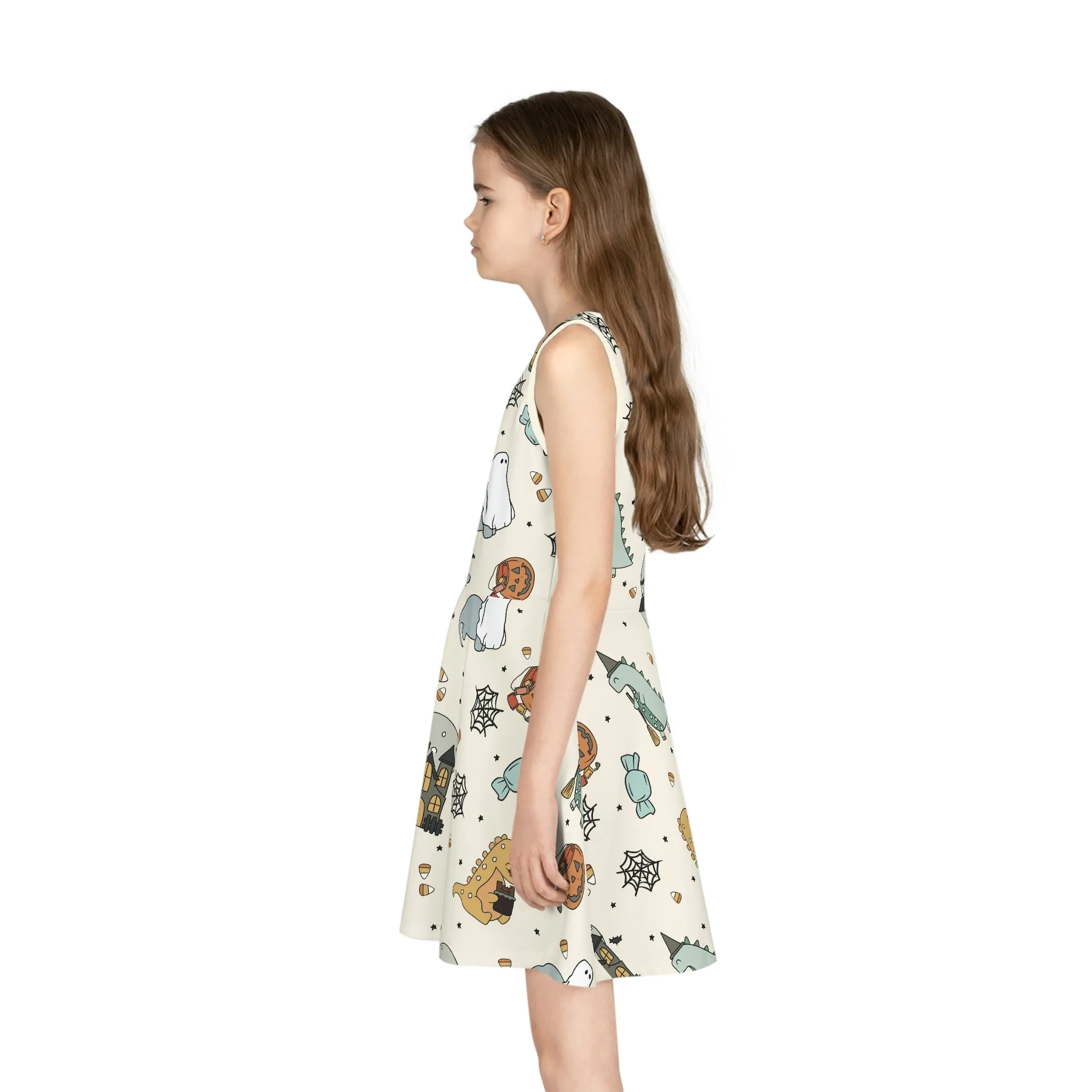 Halloween Dinos Girls' Sleeveless Sundress (AOP)