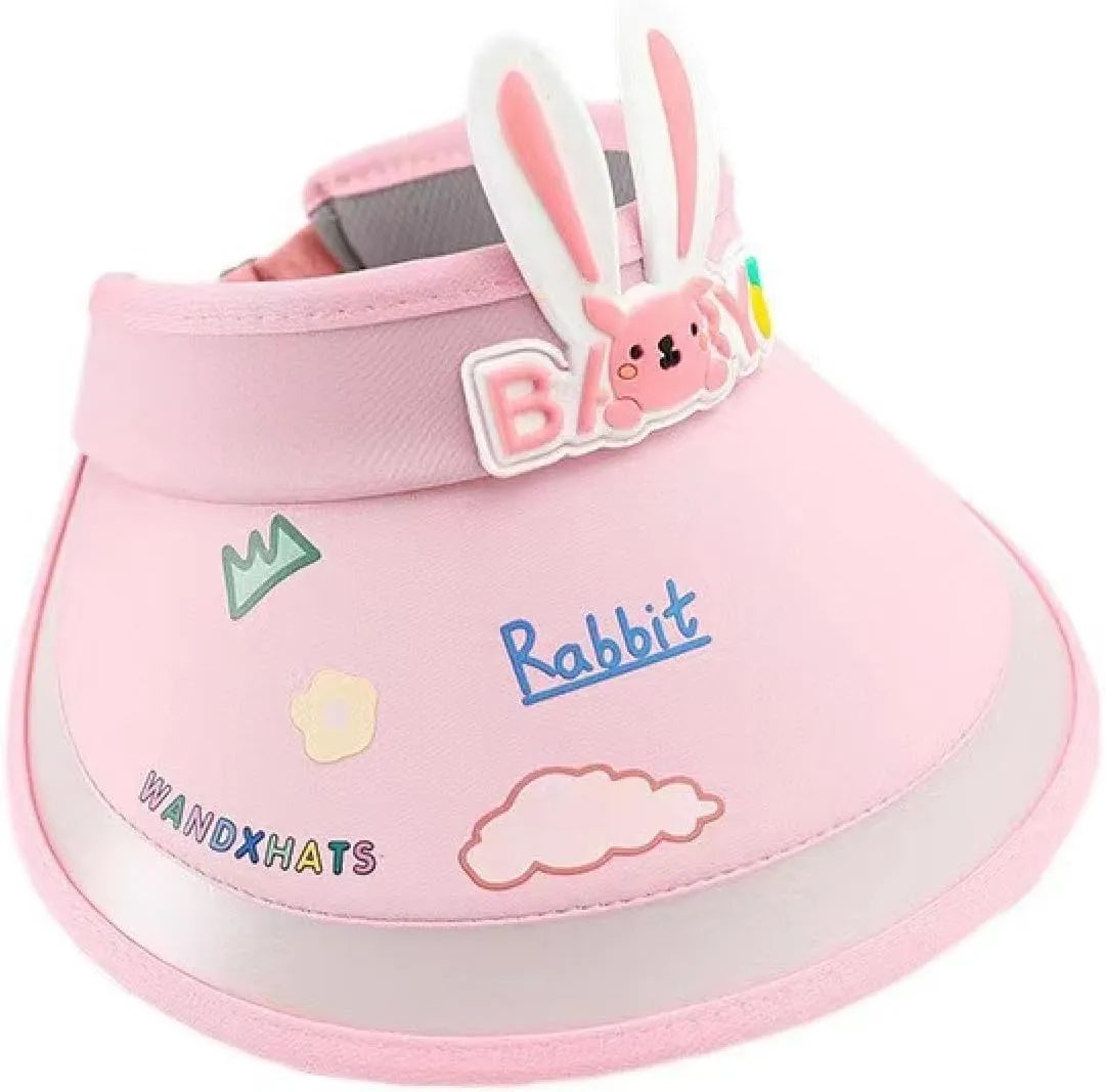 in Summer, Children's ice Silk Bunny Sunscreen hat Shade Large Brim Hollow top Anti-Ultraviolet Hollow hat Baby Sun hat