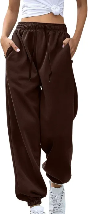 Jogger Sweatpants Women Baggy Drawstring High Waisted Yoga Joggers with Pockets Comfy Cinch Bottom Athletic Pants
