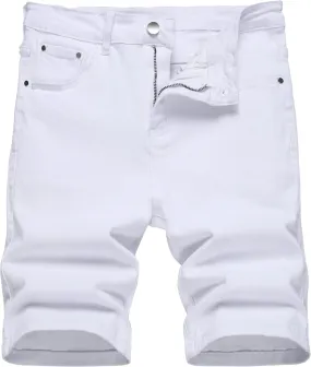 JUNBAOSS Men's Slim Fit Stretch Denim Shorts Ripped Skinny Jean Shorts for Men,Fashion Straight Comfort Flex Waist Short
