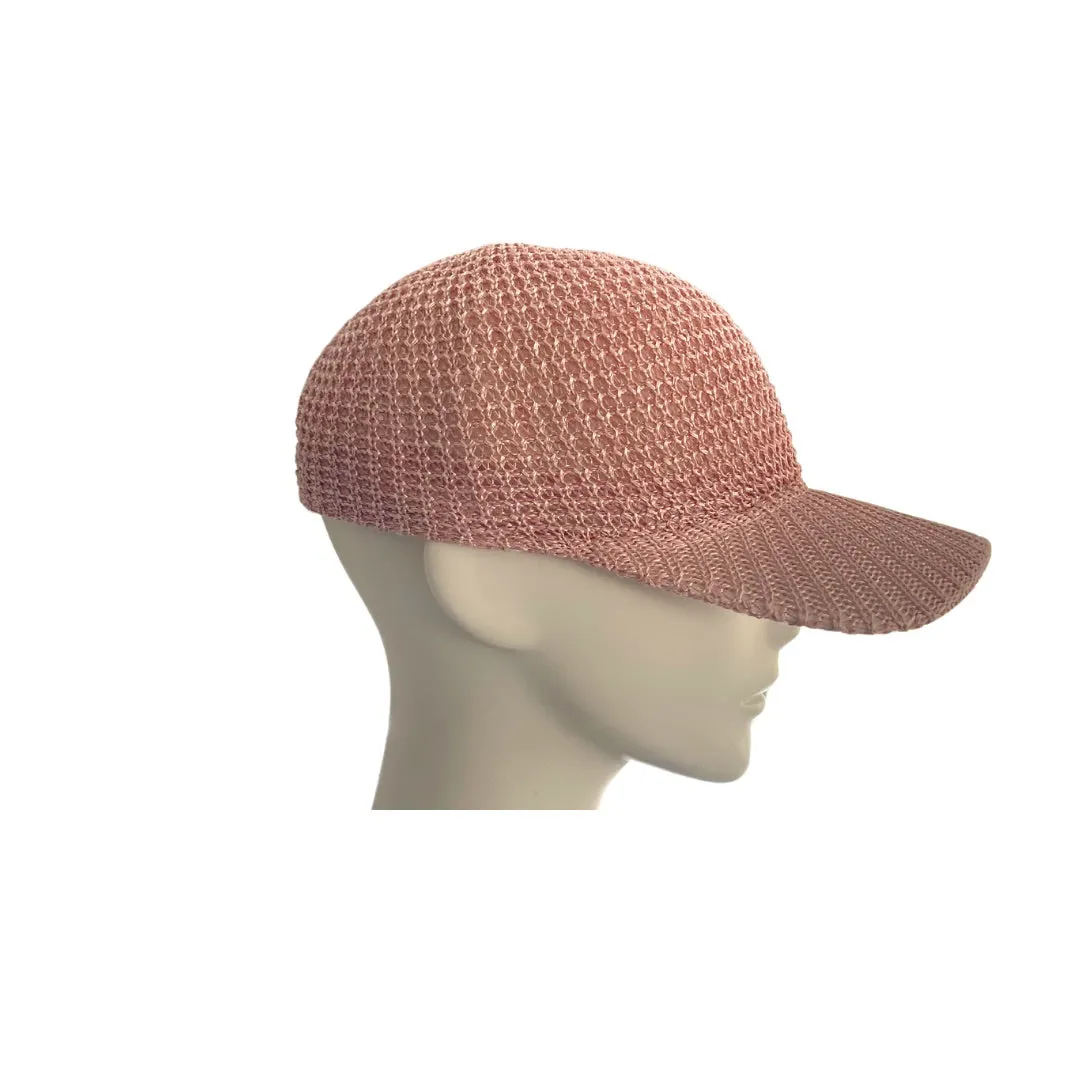 Knitted Mesh Baseball Cap Pink