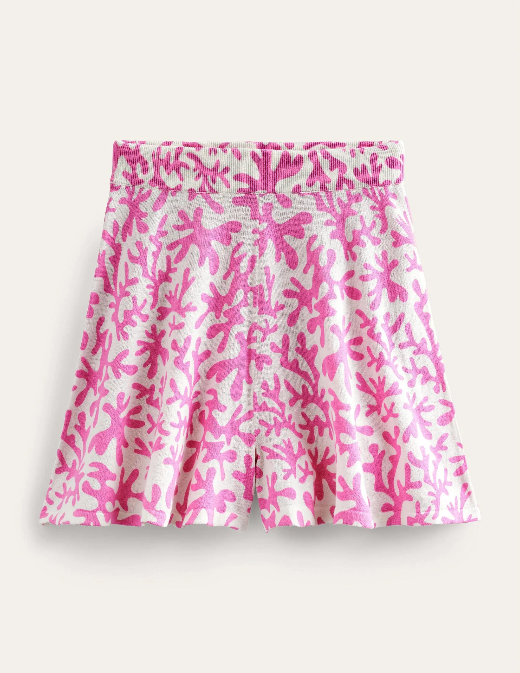 Knitted Shorts-Plum Blossom, Abstract Foliage