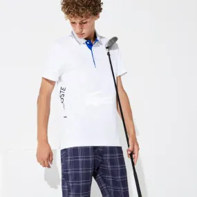 Lacoste Men'S Sport Breathable Stretch Jersey Golf Polo - Blanc/Aviateur-Marine