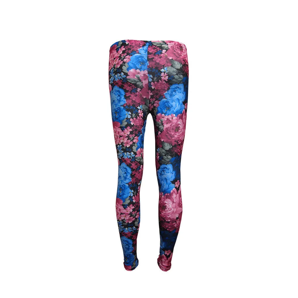 Ladies Strecth Floral Digital Sublimation Print Lyrca Full Length Leggings