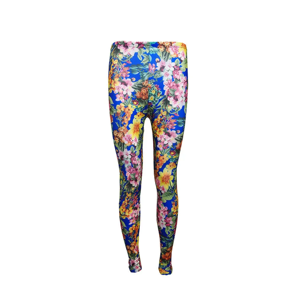 Ladies Strecth Floral Digital Sublimation Print Lyrca Full Length Leggings