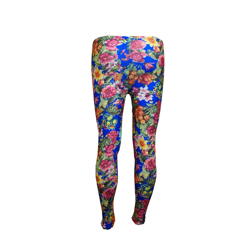Ladies Strecth Floral Digital Sublimation Print Lyrca Full Length Leggings