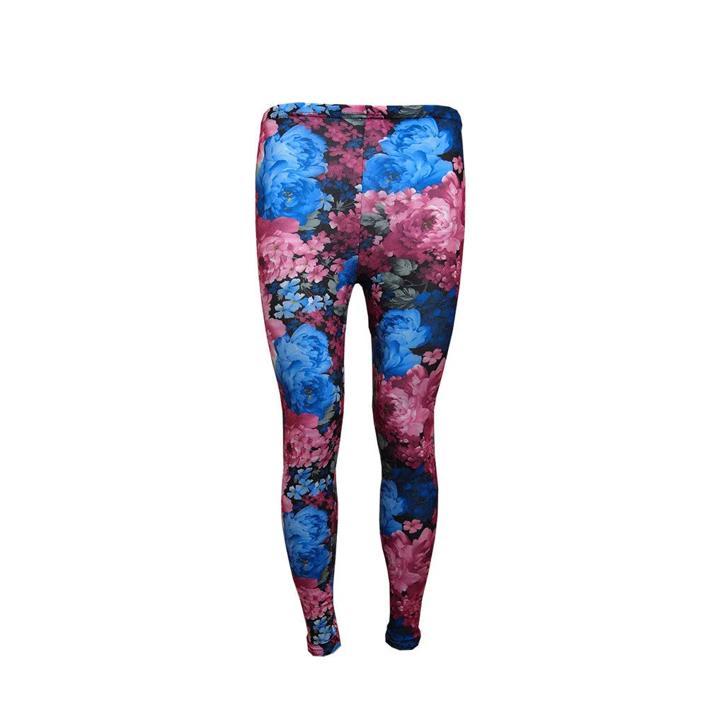 Ladies Strecth Floral Digital Sublimation Print Lyrca Full Length Leggings