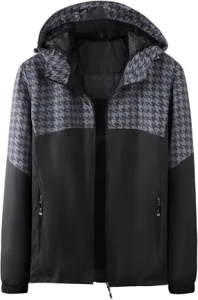 Men Rain Jacket Waterproof Breathable Raincoat with Hood Work Jacket for Outdoor Hiking Traveling Cycling Windbreaker