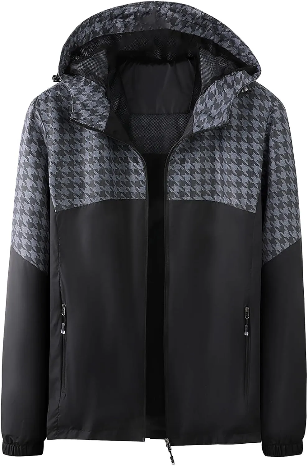 Men Rain Jacket Waterproof Breathable Raincoat with Hood Work Jacket for Outdoor Hiking Traveling Cycling Windbreaker