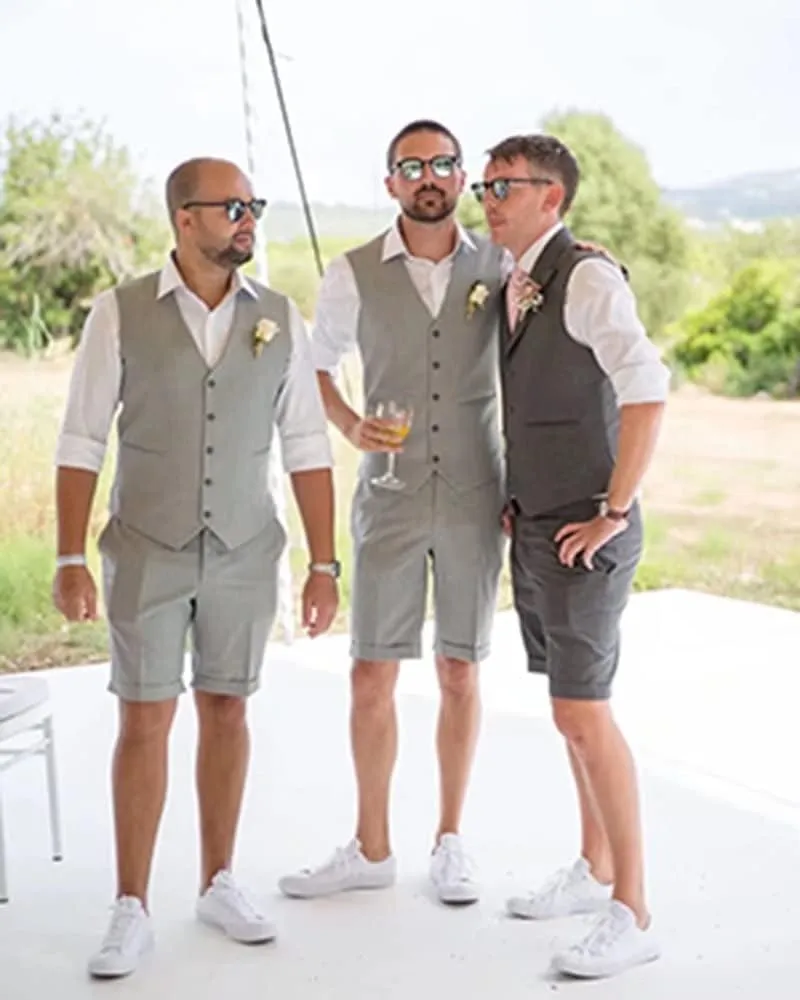 Men Suit Linen Set Vest and Pants Slim Fit Outfit 2 Pieces Casual Style Homecoming Summer Wedding Stylish