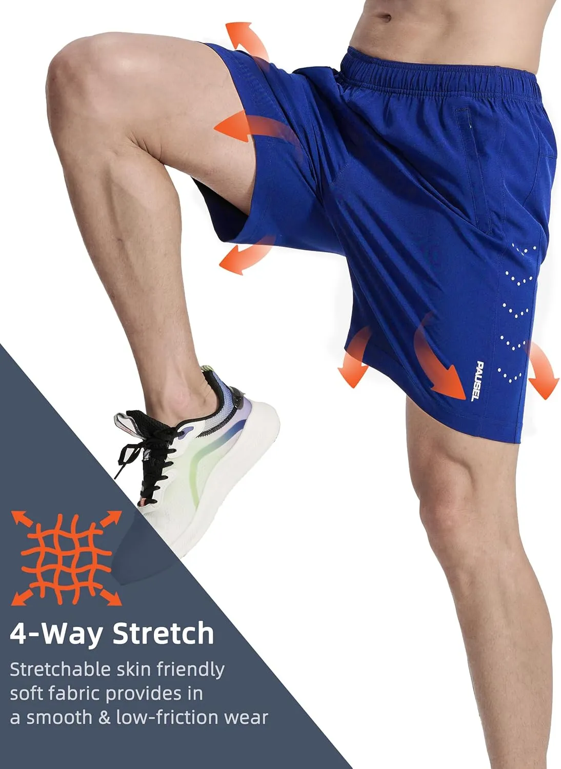 Men's Athletic Running Shorts Quick Dry Lightweight Tennis Gym Workout 7 inch Basketball Shorts for Men 3 Zipper Pockets