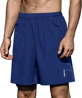 Men's Athletic Running Shorts Quick Dry Lightweight Tennis Gym Workout 7 inch Basketball Shorts for Men 3 Zipper Pockets