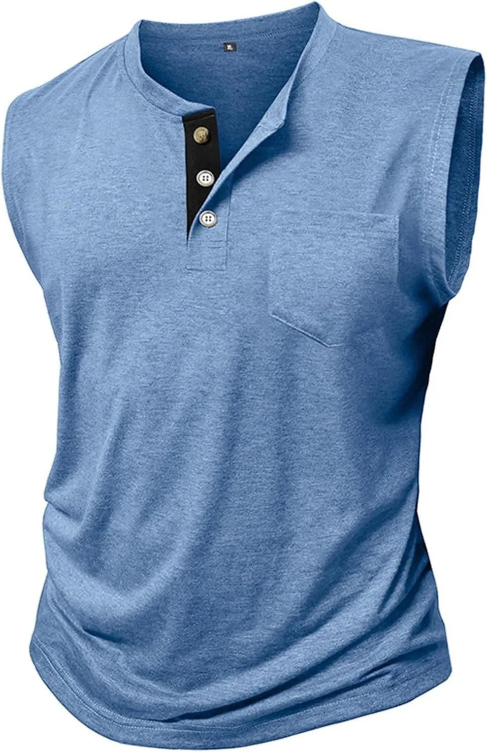 Mens Slim Fit Muscle Tank Tops Sleeveless Round Neck Workout Gym Big and Tall Button up Henley Shirt Casual Basic