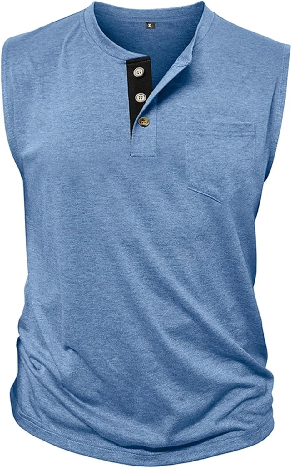 Mens Slim Fit Muscle Tank Tops Sleeveless Round Neck Workout Gym Big and Tall Button up Henley Shirt Casual Basic