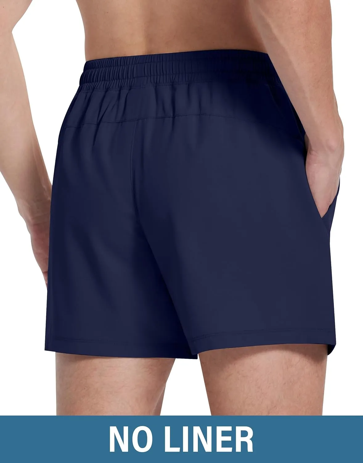 Mens Workout Athletic Shorts 5" with Zipper Pockets Linerless Quick Dry Stretch Lightweight Gym Running Shorts