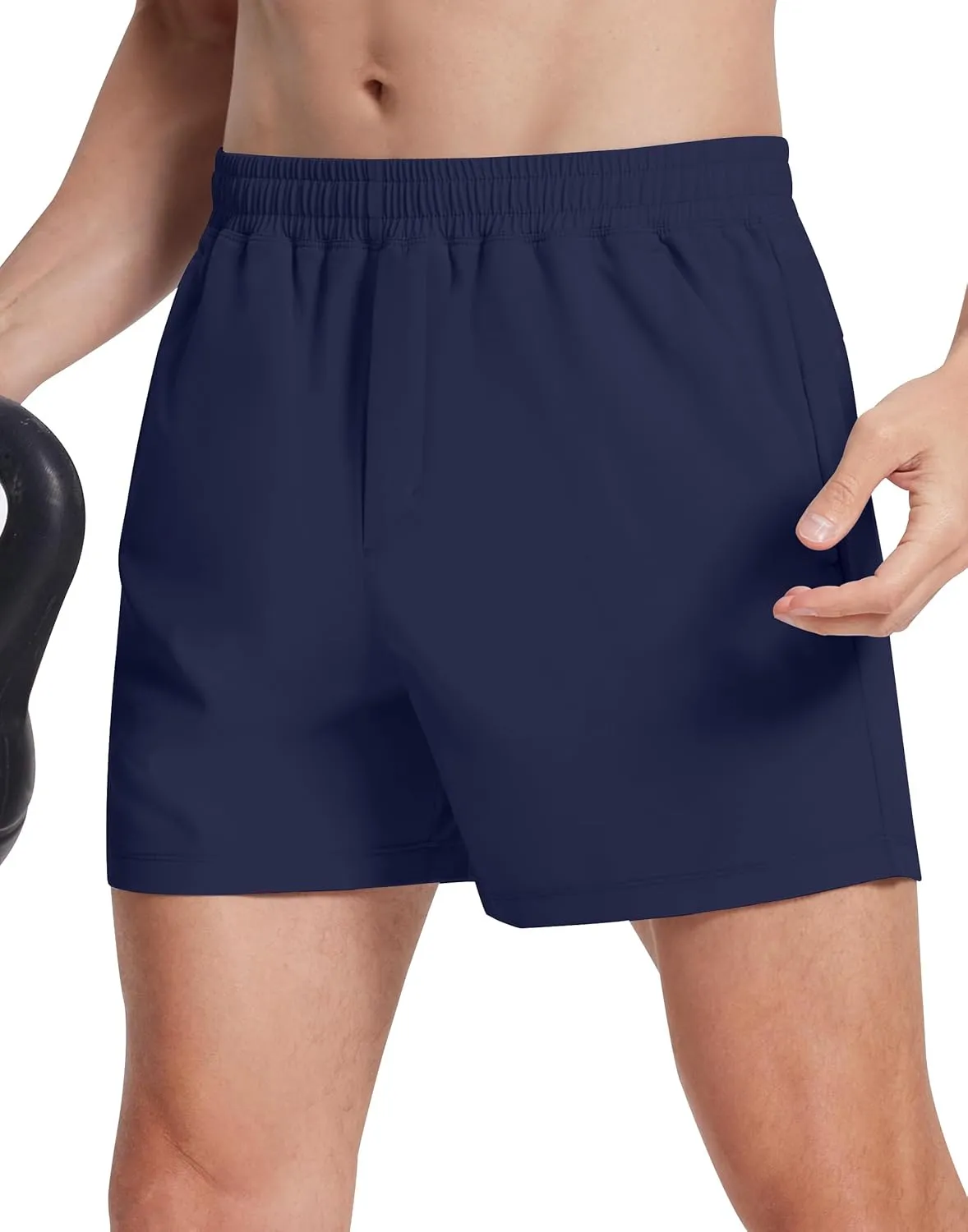 Mens Workout Athletic Shorts 5" with Zipper Pockets Linerless Quick Dry Stretch Lightweight Gym Running Shorts