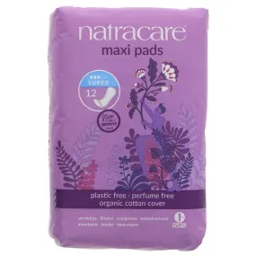 Natracare Organic Cotton Maxi Pads Super - 12 Pads