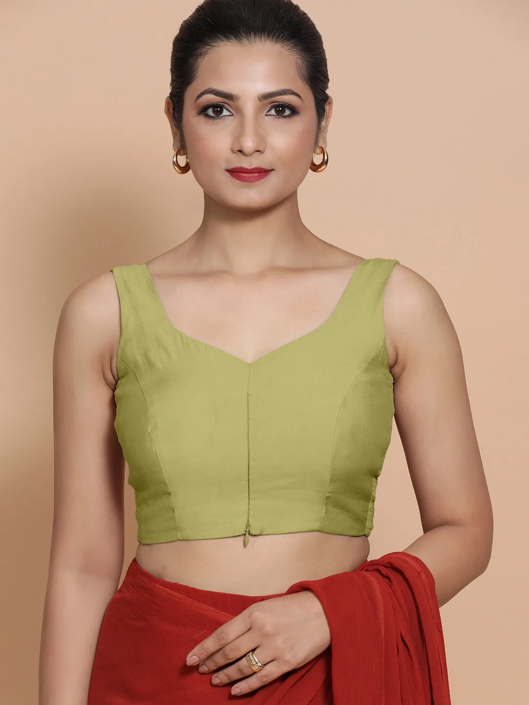 Nitya x Rozaana | Sleeveless Saree Blouse in Pista Green