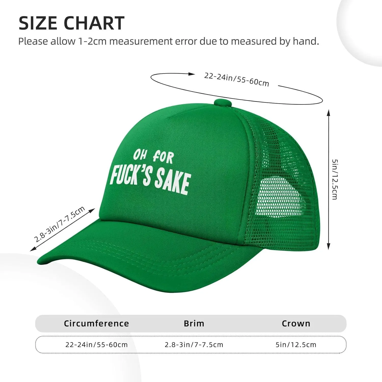 Oh for Fuck'S Sake Hat Adjustable Funny Mesh Baseball Cap Summer Trucker Hat Men Women
