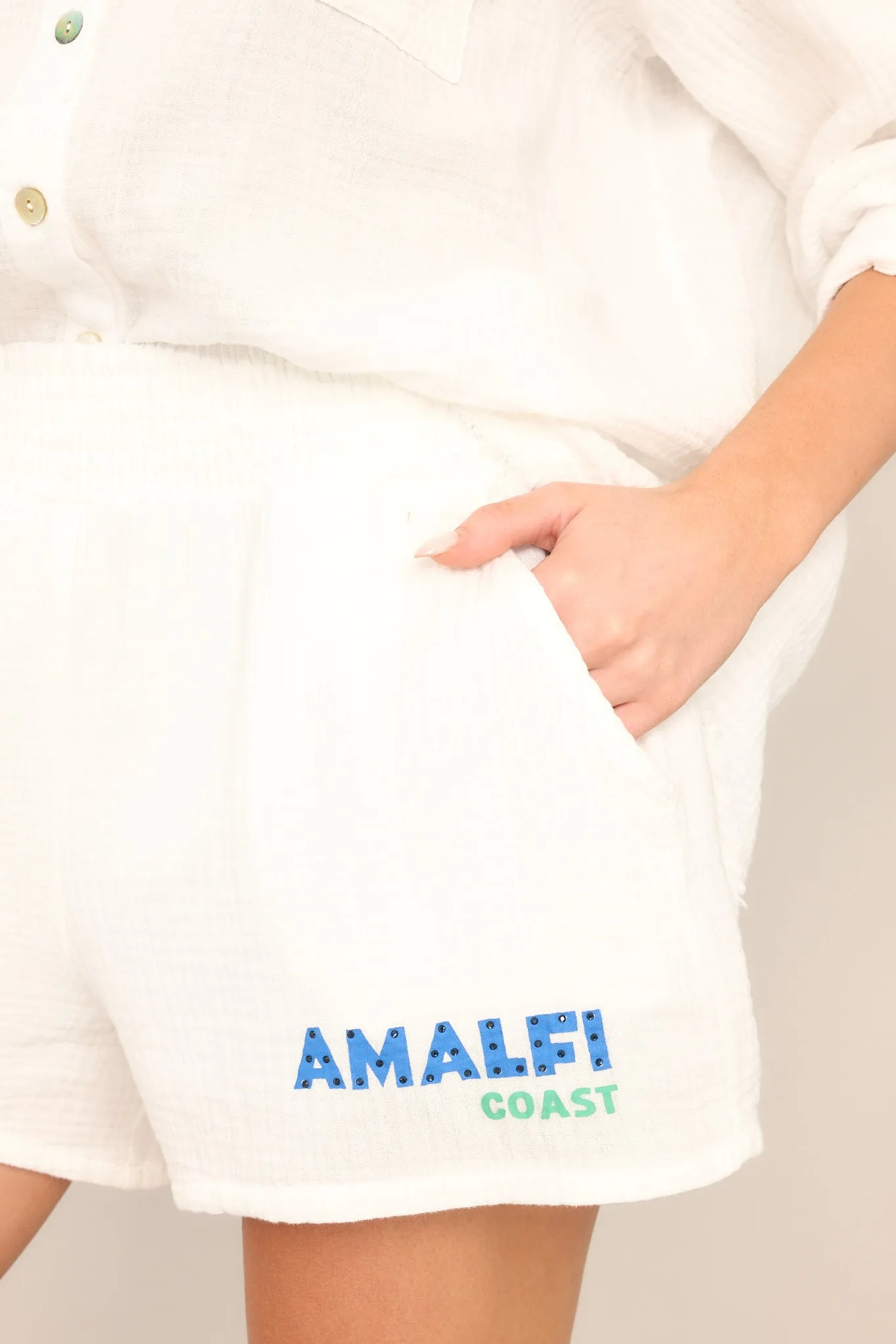 On The Coast White Gauze Shorts