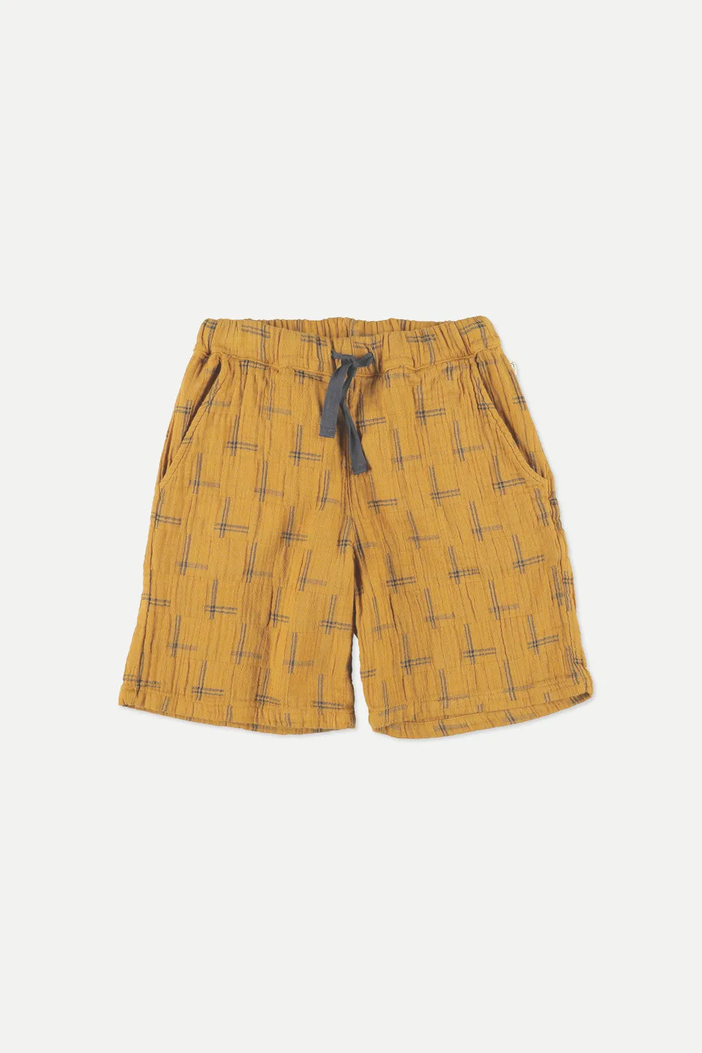 Organic plaid muslin bermuda shorts