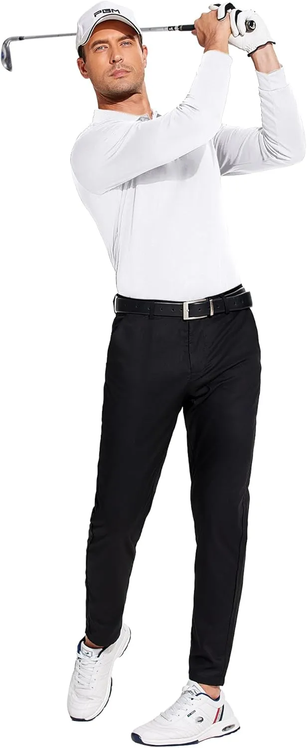 PINSPARK Long Sleeve Polo Shirts for Men Moisture Wicking Golf Shirts Quick Dry Work Hiking Casual Collared Shirt