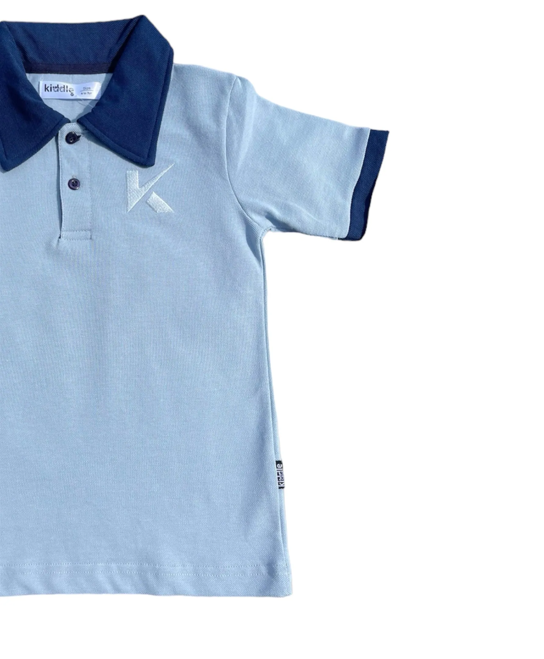 Polo Shirt Light Blue With Navy Blue Collar