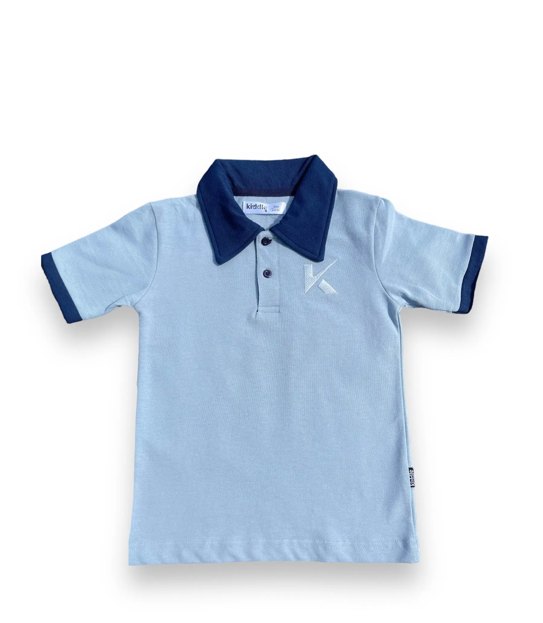 Polo Shirt Light Blue With Navy Blue Collar