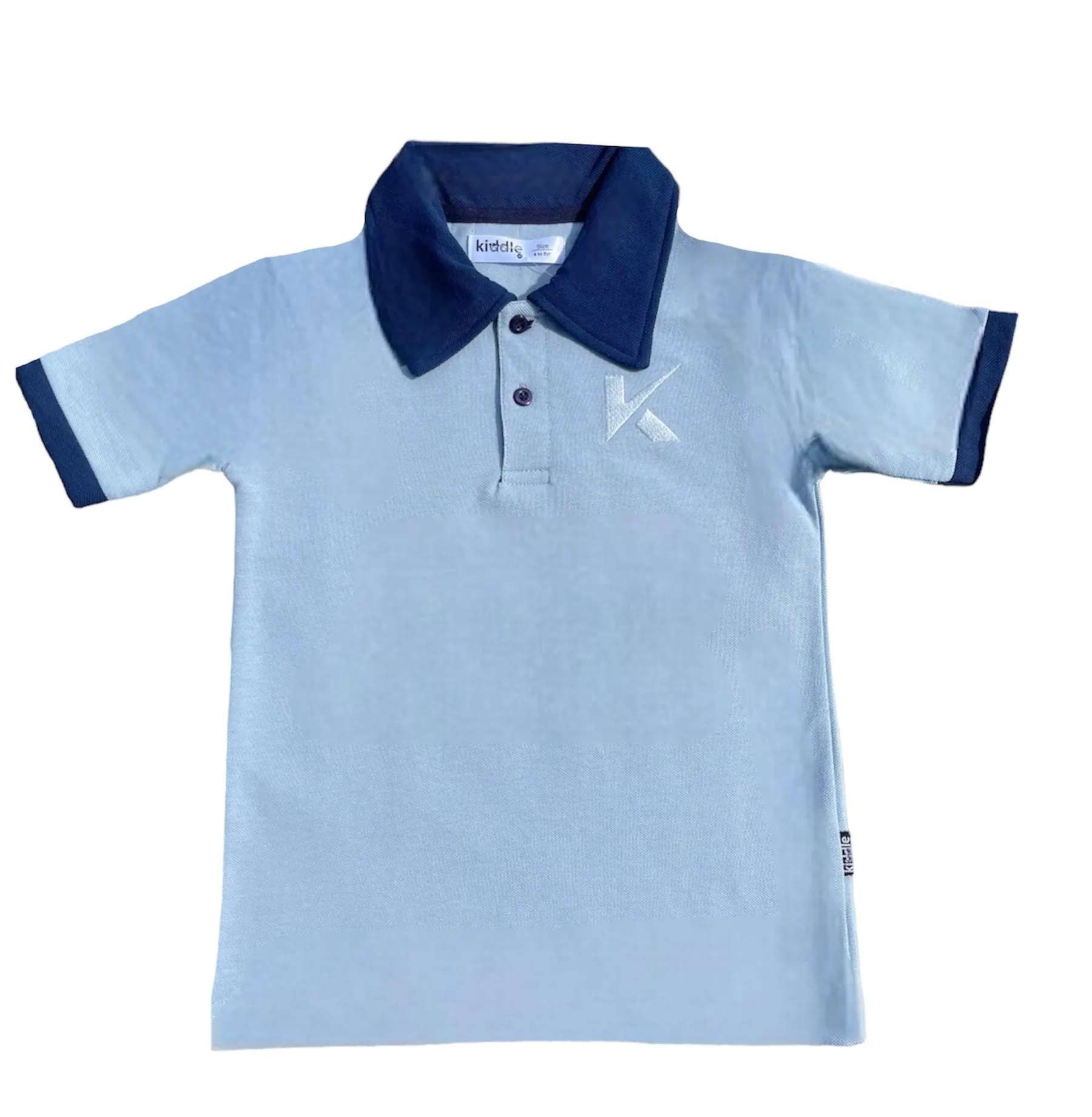 Polo Shirt Light Blue With Navy Blue Collar