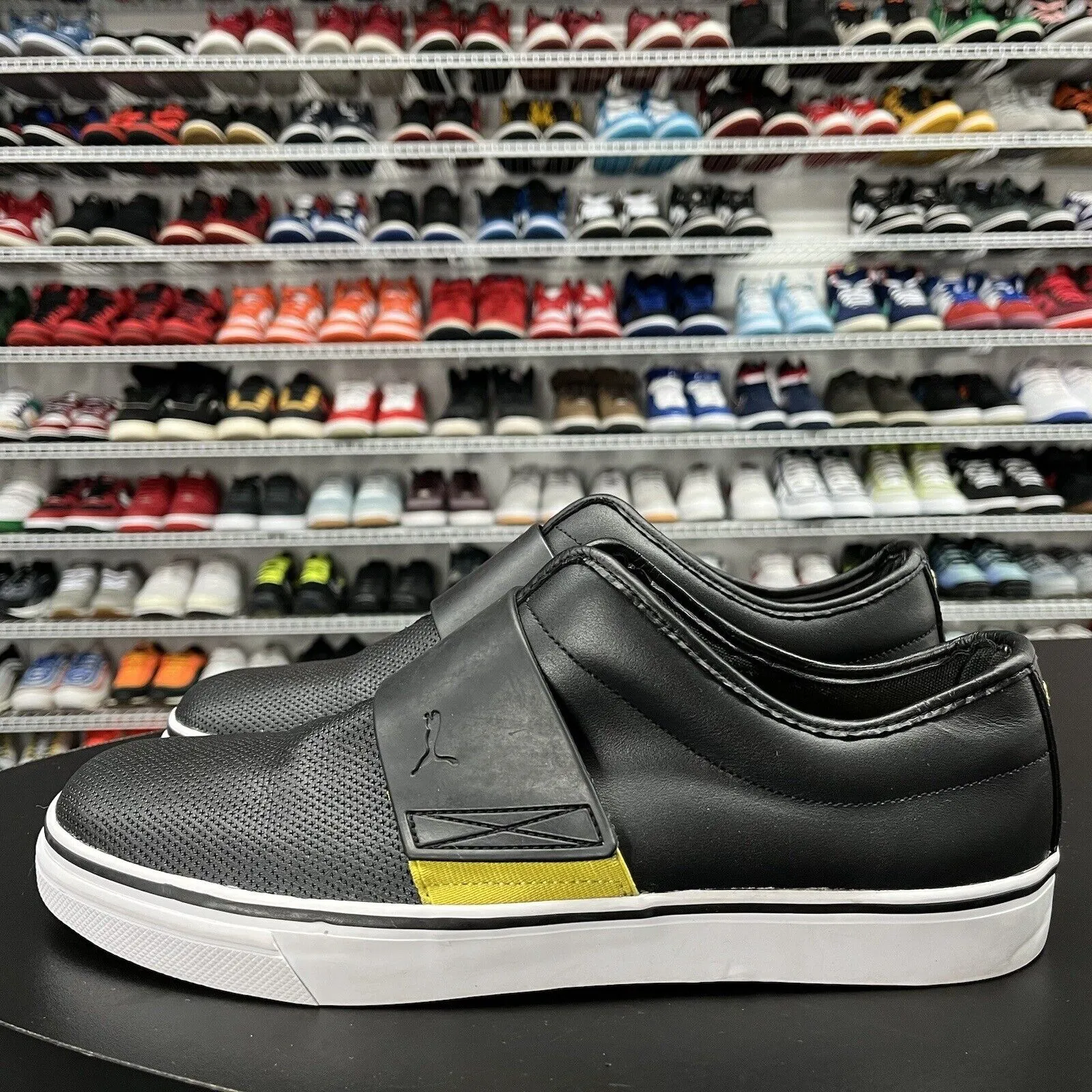 Puma El Rey Cross Perforated Casual Slip On Loafer Black Leather Men's Size US 12