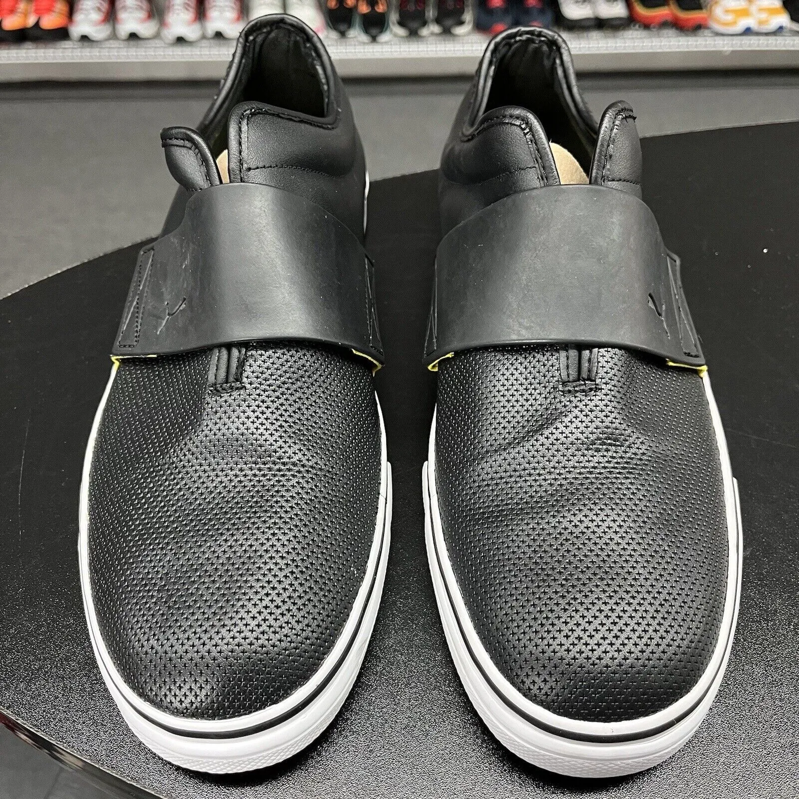 Puma El Rey Cross Perforated Casual Slip On Loafer Black Leather Men's Size US 12