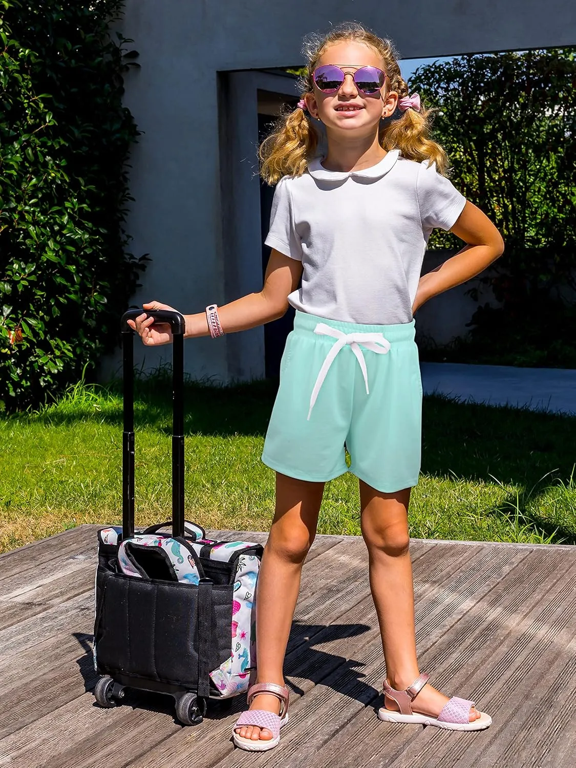 Resinta 5 Pack Youth Girls Quick Dry Active Shorts Athletic Shorts Running Shorts with Drawstring Pocket for Gym Workout Yoga