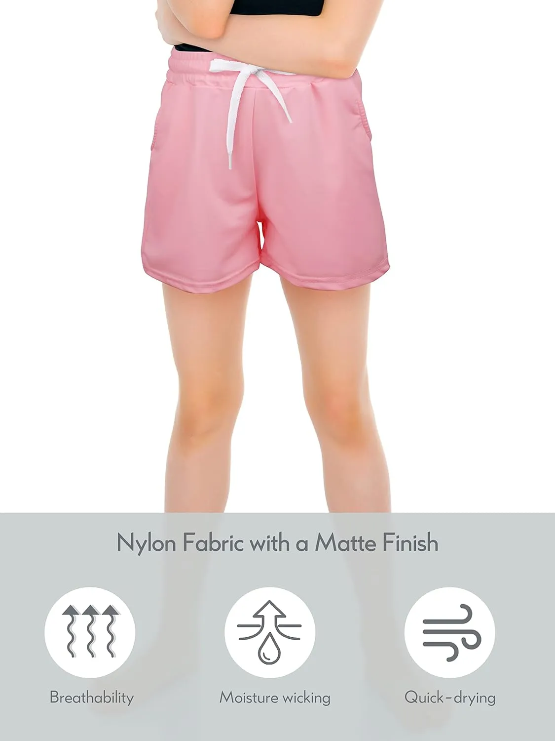 Resinta 5 Pack Youth Girls Quick Dry Active Shorts Athletic Shorts Running Shorts with Drawstring Pocket for Gym Workout Yoga