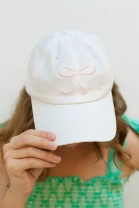 Ribbon Baseball Cap - White
