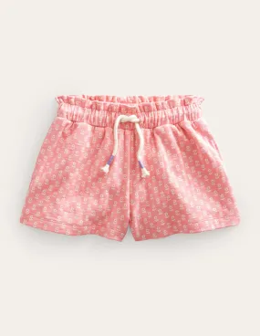 Ruffle Waist Sweat Shorts-Crab Apple Pink Floral