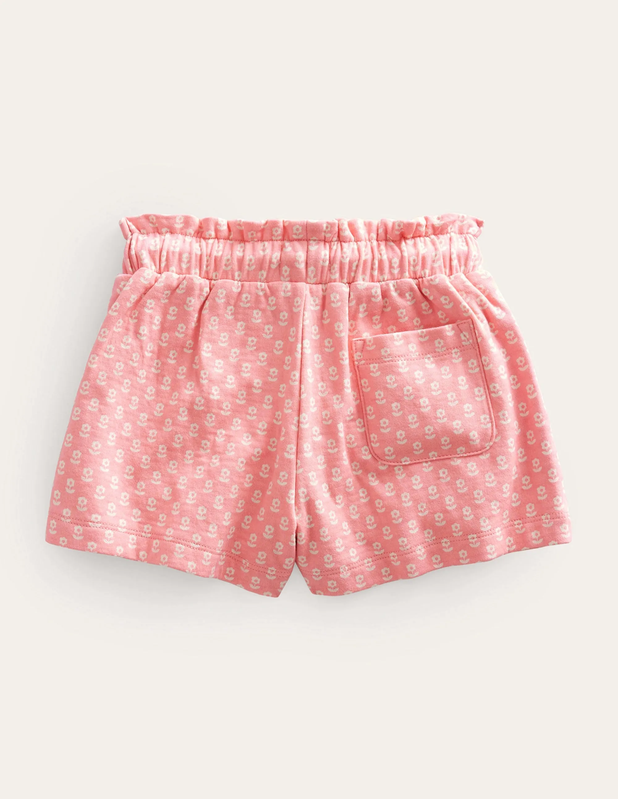 Ruffle Waist Sweat Shorts-Crab Apple Pink Floral
