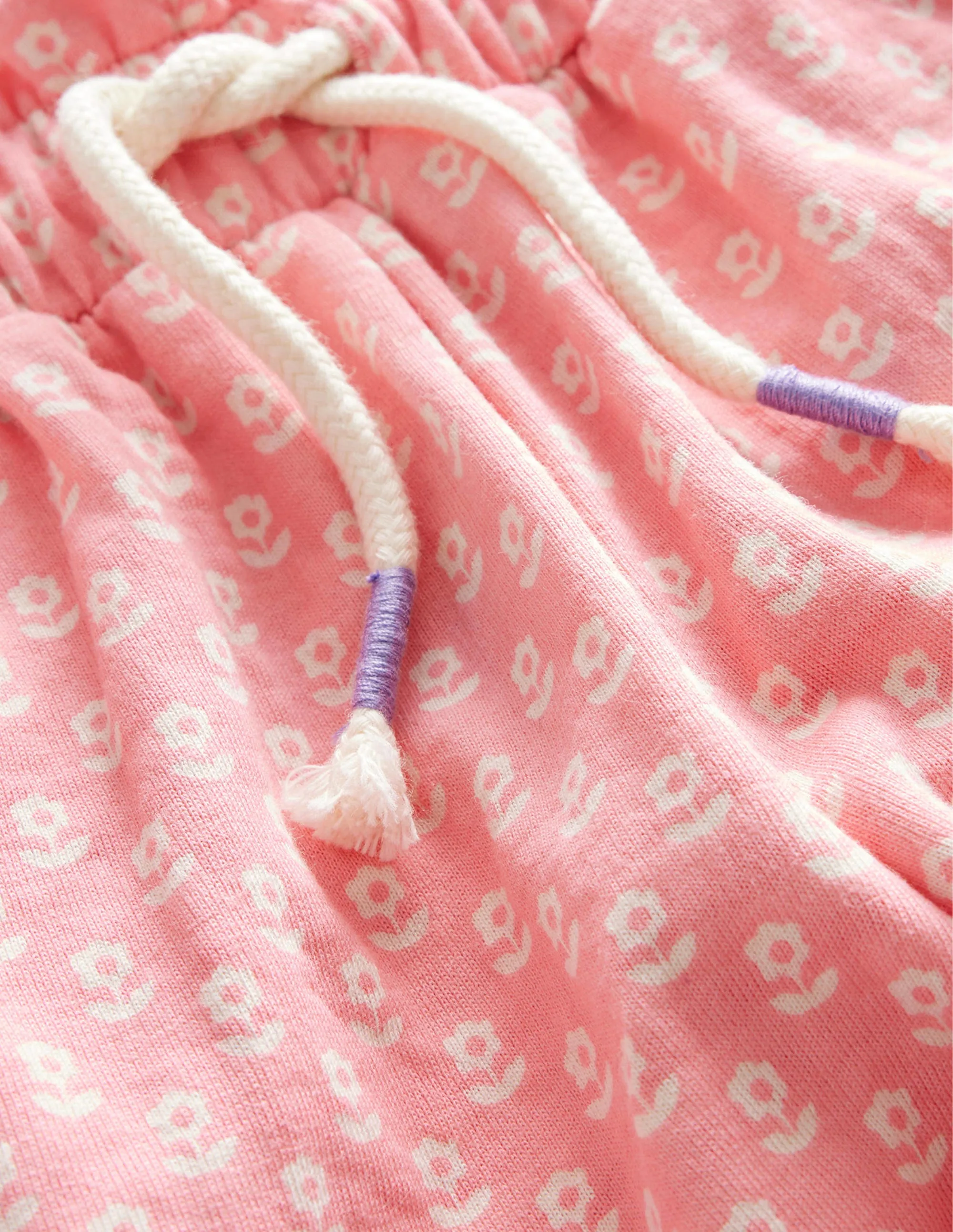 Ruffle Waist Sweat Shorts-Crab Apple Pink Floral