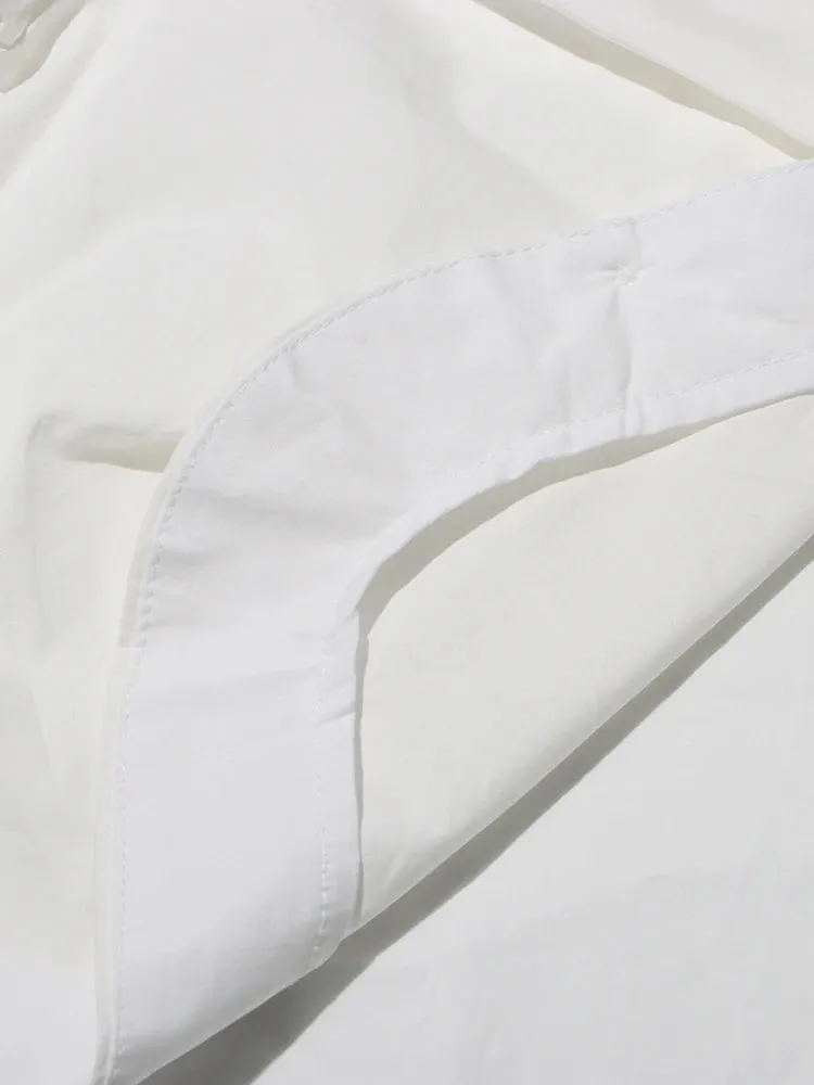 Solid Casual Spliced Folds Shirt For Women Lapel Long Sleeve Patchwork Button Minimalist Shirts Female Style New
