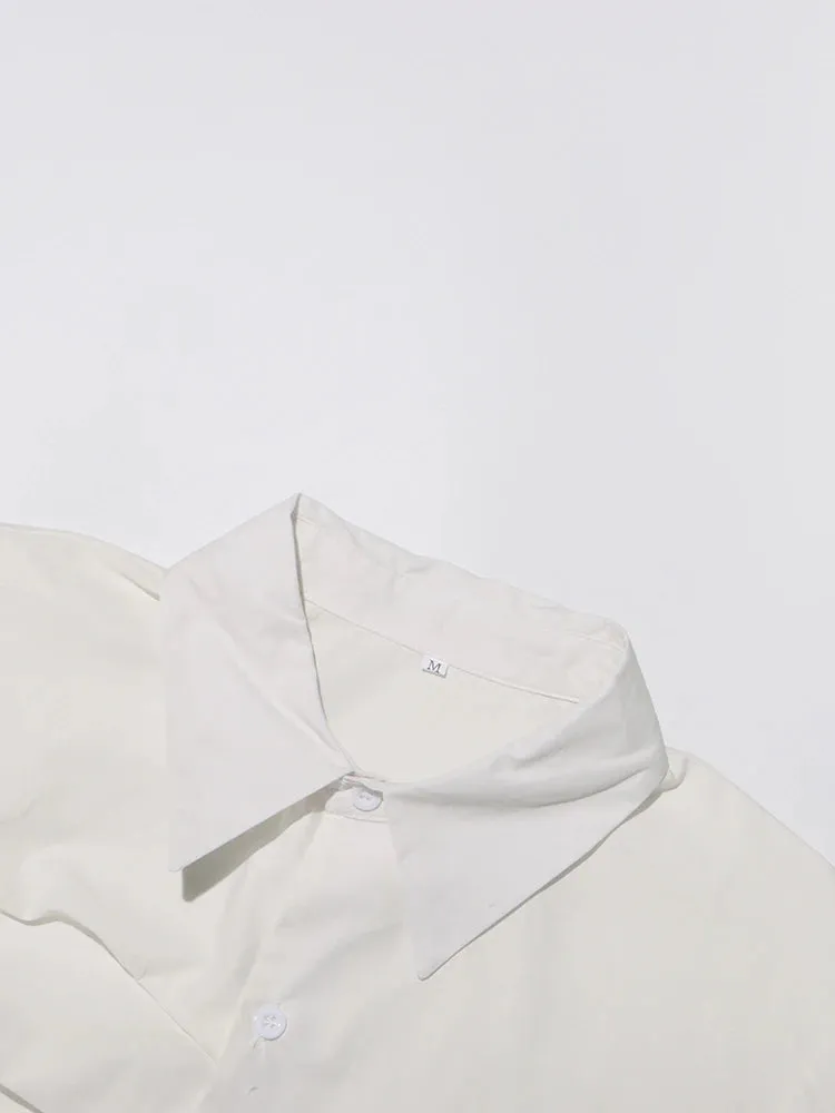 Solid Casual Spliced Folds Shirt For Women Lapel Long Sleeve Patchwork Button Minimalist Shirts Female Style New